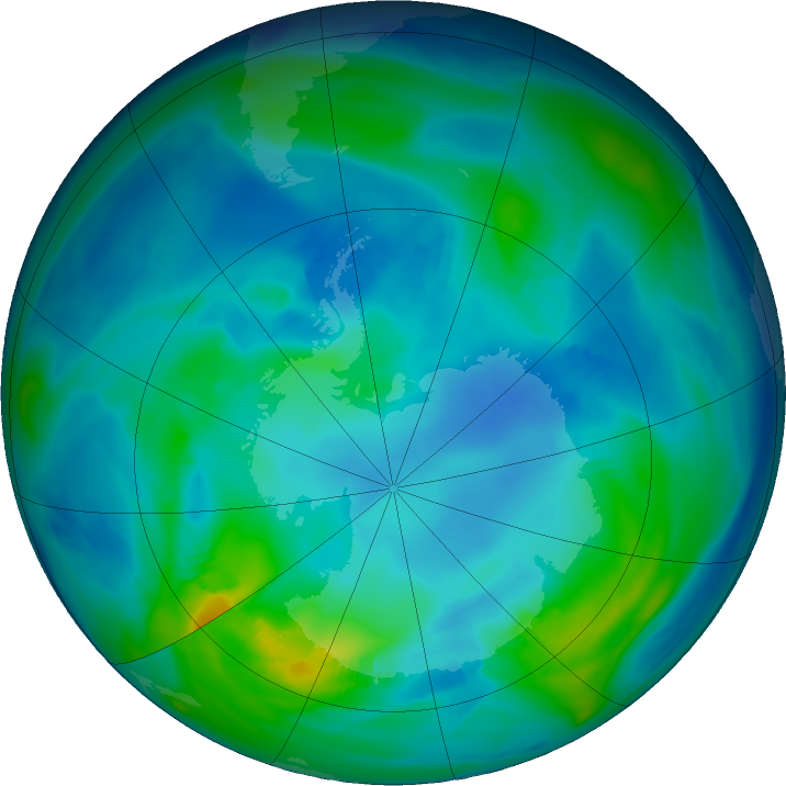 Antarctic ozone map for 01 May 2024